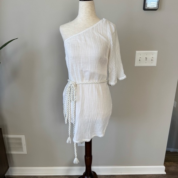 Abercrombie & Fitch One-Shoulder Tunic Coverup Braided Tassel Belt Size: S/M - Picture 8 of 10